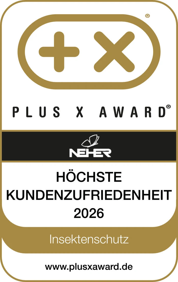 Plus X Award - Höchste Kundenzufriedenheit 2026 für Neher Insektenschutz